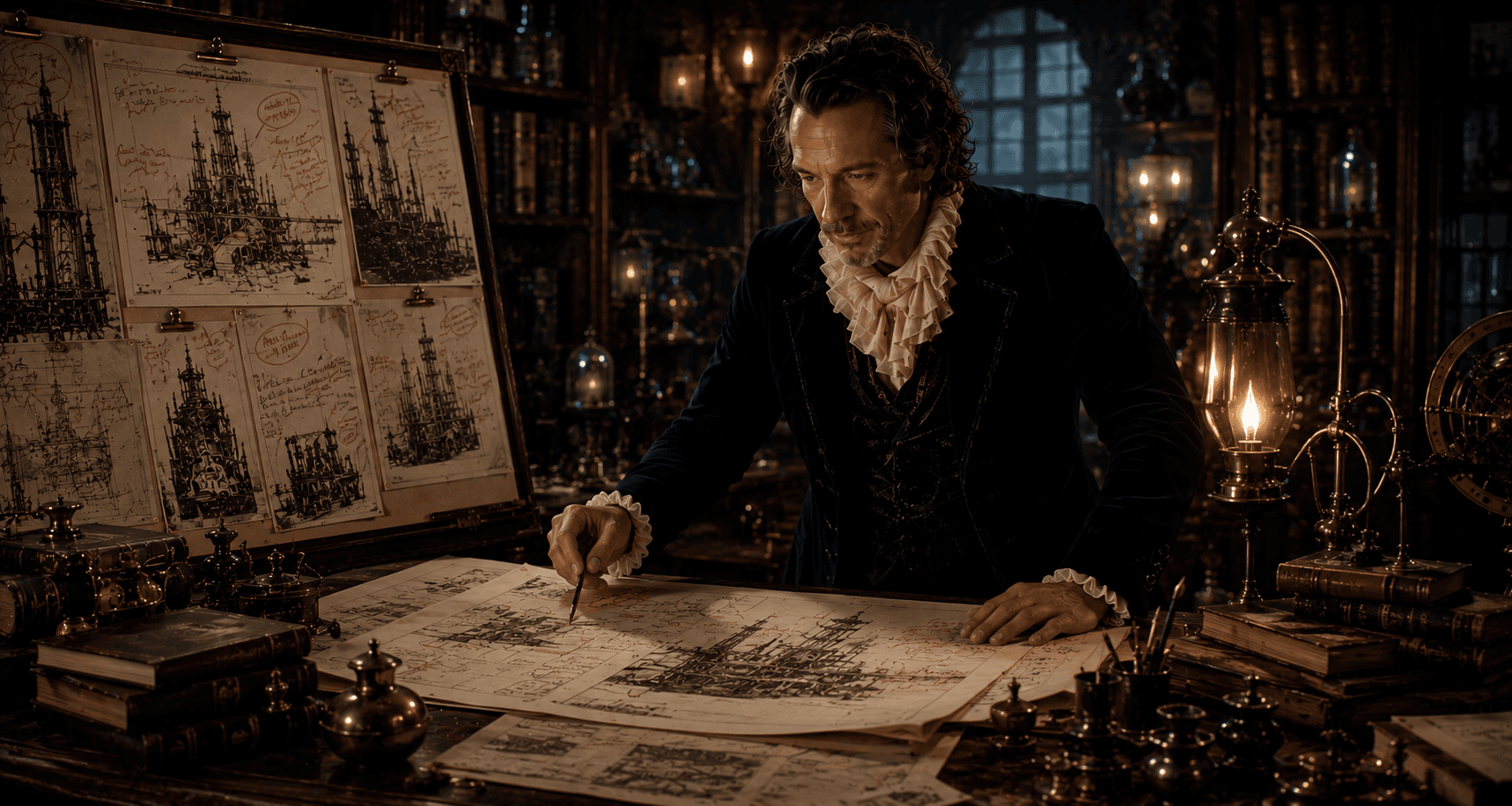 A creative director annotating visual concepts and plans